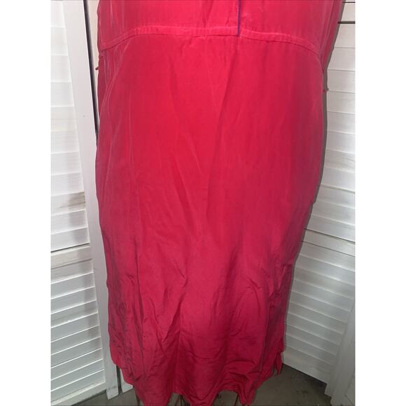 80s Francesca of Damon For Starlington Bright Pink 100% Silk Pencil Dress Sz 8 - Picture 4 of 9